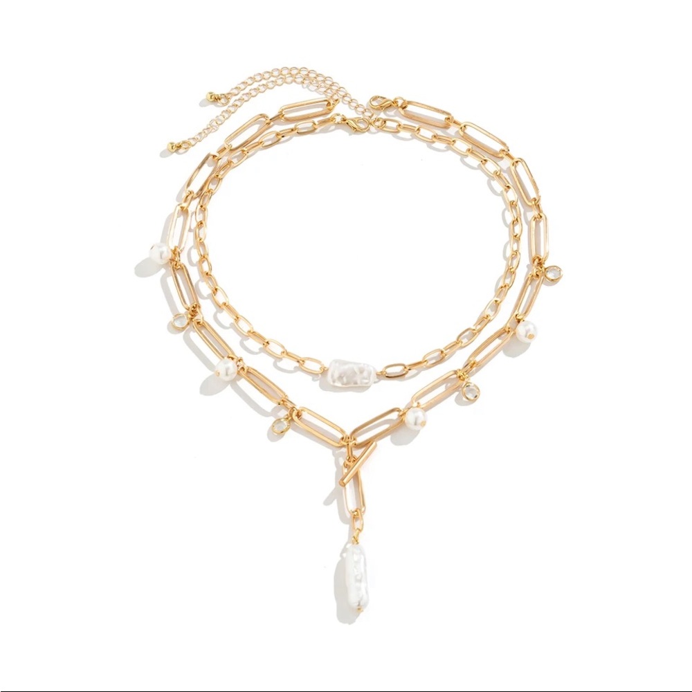 🎉New Layered Chains Cross Pendant Necklace Choker Necklace - Picture 5 of 9